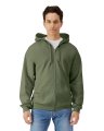Heren Hooded Sweater met rits Softstyle Gildan SF600 militair green